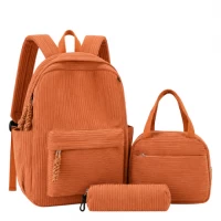 Рюкзак шкільний 41*28*14см із сумкою та пеналом вельветовий BB-60686-2 LIGHT BROWN Рюкзак шкільний 41*28*14см із сумкою та пеналом вельветовий BB-60686-2 LIGHT BROWN