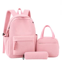 Рюкзак шкільний 41*28*14см із сумкою та пеналом вельветовий BB-60686-2 PINK Рюкзак шкільний 41*28*14см із сумкою та пеналом вельветовий BB-60686-2 PINK