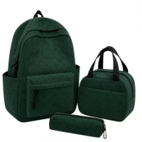 Рюкзак шкільний 41*29*13см із сумкою та пеналом вельветовий BB-60687 GREEN