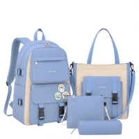 Рюкзак шкільний тканинний 41*30*12см з шопером, сумкою та пеналом BB-591 BLUE