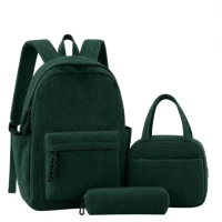 Рюкзак шкільний 41*28*14см із сумкою та пеналом вельветовий BB-60686-2 GREEN