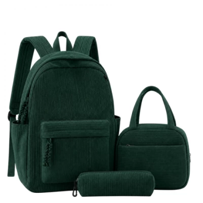 Рюкзак шкільний 41*28*14см із сумкою та пеналом вельветовий BB-60686-2 GREEN Рюкзак шкільний 41*28*14см із сумкою та пеналом вельветовий BB-60686-2 GREEN
