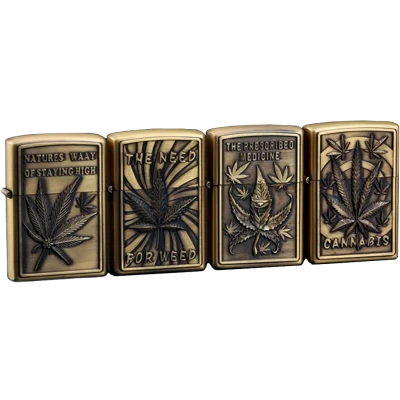 Зажигалка бензиновая металлическая Cannabis☘️ JINTAI KANTAI HL-390