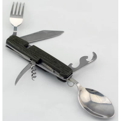 Набор туристический Нож/ Вилка/ Ложка/ Открывалка/ Штопор Traveler 12см (120шт/ящ) K605