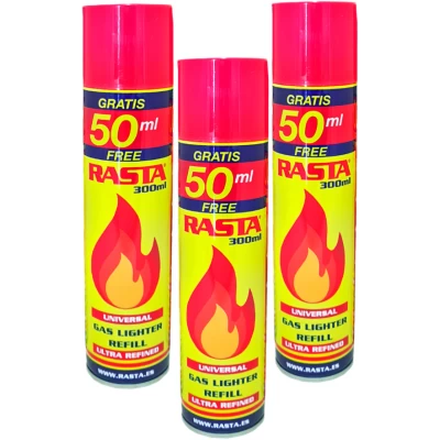 Газ для заправки зажигалок высокой очистки RASTA 250 мл Газ для заправки зажигалок высокой очистки RASTA 250 мл