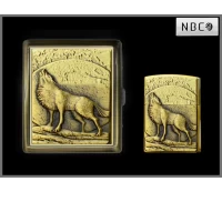 Подарочный набор NBC: зажигалка и портсигар с волком WKL-065