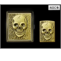 Подарочный набор NBC: зажигалка и портсигар с черепом WKL-067