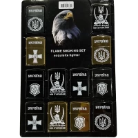 Зажигалка бензиновая металлическая Украинская символика JINTAI KANTAI HL-4483-4