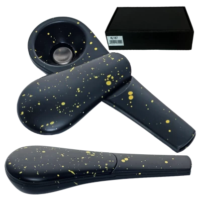 Курительная трубка ложка, чёрная с золотыми брызгами HL-187-3