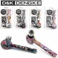 Стеклянная трубка для курения D&K DENGKE 9.5 см + гриндер DK8582E