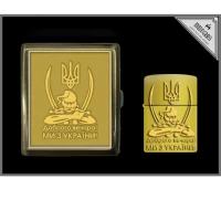 Подарочный набор: портсигар и зажигалка с казаком и надписью «Доброго вечора! Ми з України!» WKL-062