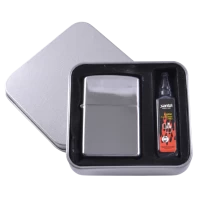 Зажигалка бензиновая в подарочной коробке + баллончик бензина (Чистая ) 4396