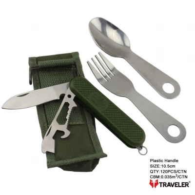 Набор туристический Нож/Вилка/Ложка Traveler 10,5см (120шт/ящ) K601
