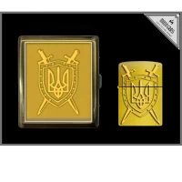 Подарочный набор: портсигар и зажигалка с гербом Украины WKL-060