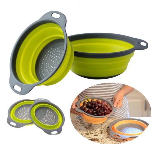 Дуршлаг силиконовый складной с ручками 20 см Дуршлаг силиконовый складной с ручками 20 см