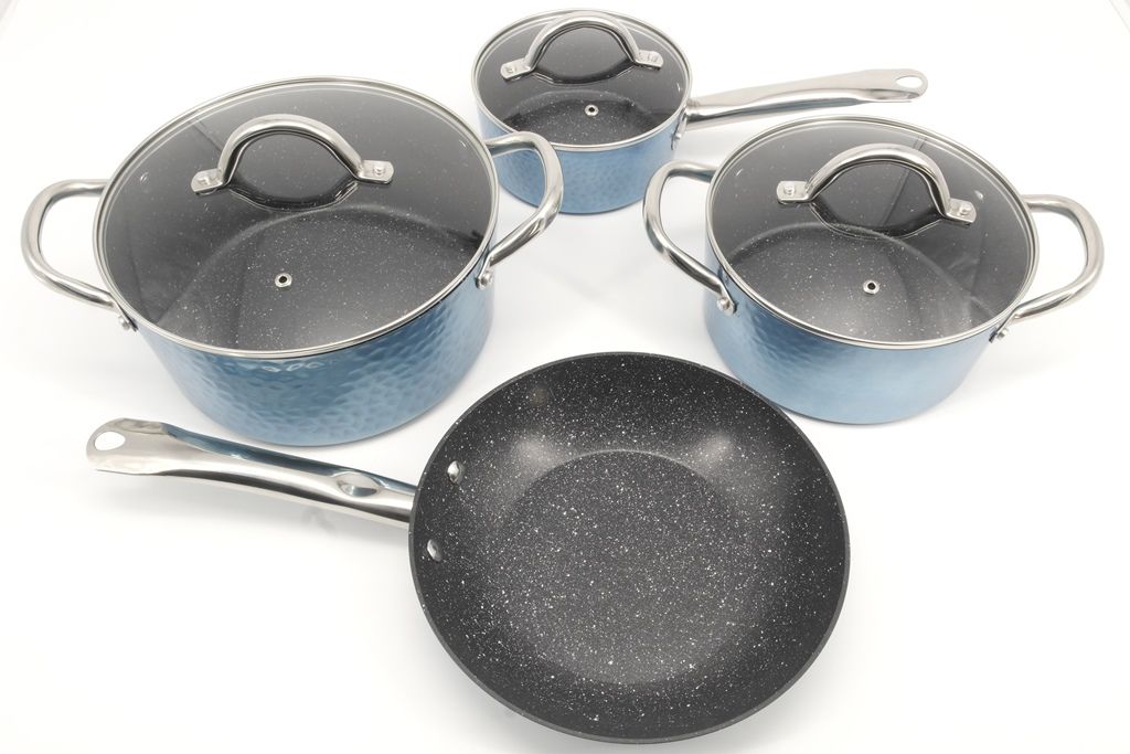 Набор Кастрюль 7 Предметов С Крышкой Мрамоpное Покрытие A-PLUS 3015 Набор Кастрюль 7 Предметов С Крышкой Мрамоpное Покрытие A-PLUS 3015