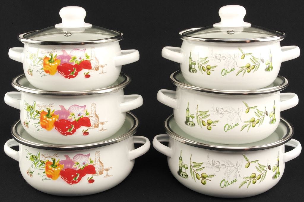 Набор Кастрюль (6 Предметов) Эмаль A-PLUS 2056 Набор Кастрюль (6 Предметов) Эмаль A-PLUS 2056