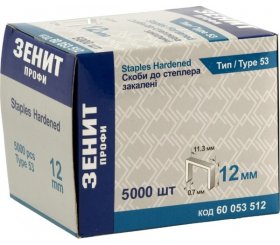 Скоба 12мм 5000 шт. Зенит Профи тип 53 (60053512) Скоба 12мм 5000 шт. Зенит Профи тип 53 (60053512)