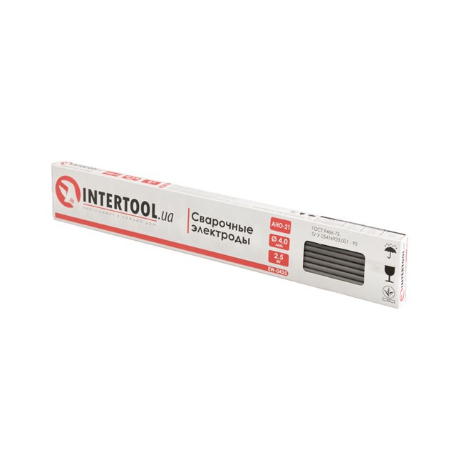 Электроды сварочные, Ø 4 мм, уп. 2,5 кг. INTERTOOL EW-0425 Электроды сварочные, Ø 4 мм, уп. 2,5 кг. INTERTOOL EW-0425