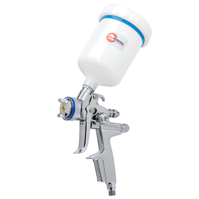 Краскопульт пневматический HVLP II профессиональный, форсунка 1.3мм, верхний пластиковый бачок 600 мл., 2бар INTERTOOL PT-0105 Краскопульт пневматический HVLP II профессиональный, форсунка 1.3мм, верхний пластиковый бачок 600 мл., 2бар INTERTOOL PT-0105