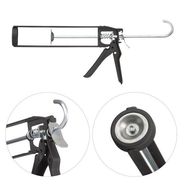 Пистолет для выдавливания герметиков рамообразный усиленный, 225мм, "скелет" INTERTOOL HT-0030 Пистолет для выдавливания герметиков рамообразный усиленный, 225мм, "скелет" INTERTOOL HT-0030