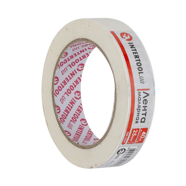 Лента малярная 25мм, 40м, белая INTERTOOL DM-2541 Лента малярная 25мм, 40м, белая INTERTOOL DM-2541