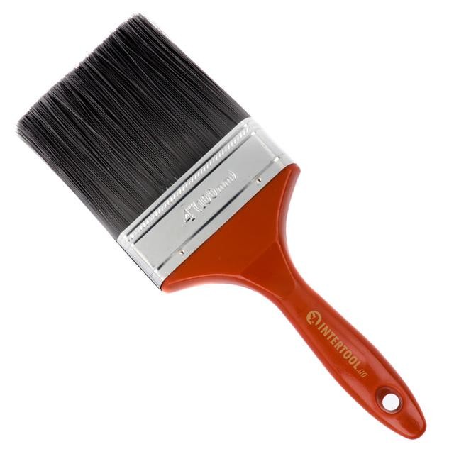 Кисть флейцевая с искусственным ворсом 4” INTERTOOL KT-1502 Кисть флейцевая с искусственным ворсом 4” INTERTOOL KT-1502