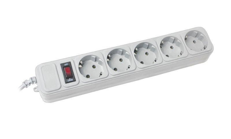 Сетевой фильтр Gembird 5 гнезд 10 м(3*0.75мм) с заземлением и выключателем белый Сетевой фильтр Gembird 5 гнезд 10 м(3*0.75мм) с заземлением и выключателем белый