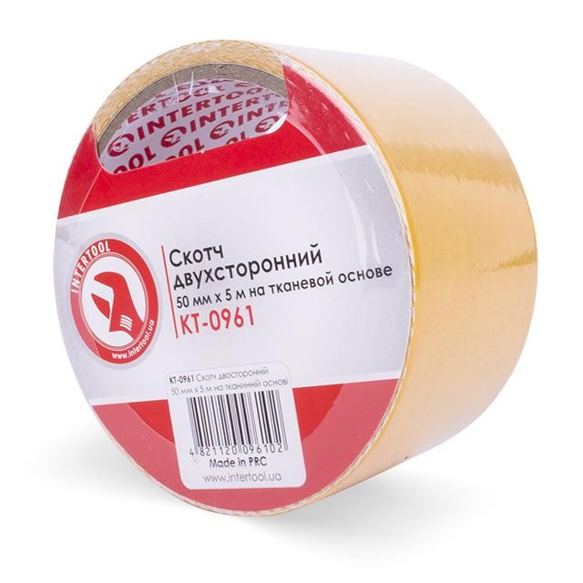 Скотч двухсторонний 50 мм*5 м на тканевой основе INTERTOOL KT-0961 Скотч двухсторонний 50 мм*5 м на тканевой основе INTERTOOL KT-0961