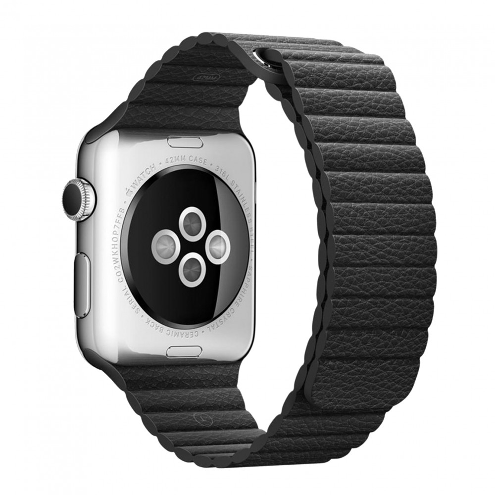 Ремінець Leather Loop Apple Watch 42 mm 44 mm 45 mm 49 mm — Black Ремінець Leather Loop Apple Watch 42 mm 44 mm 45 mm 49 mm — Black
