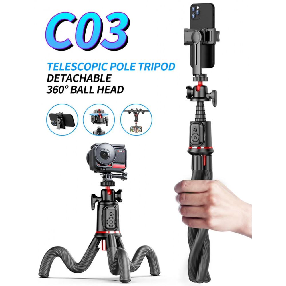 Monopod Tripod | 0.64m | Button Bluetooth | C03 Monopod Tripod | 0.64m | Button Bluetooth | C03