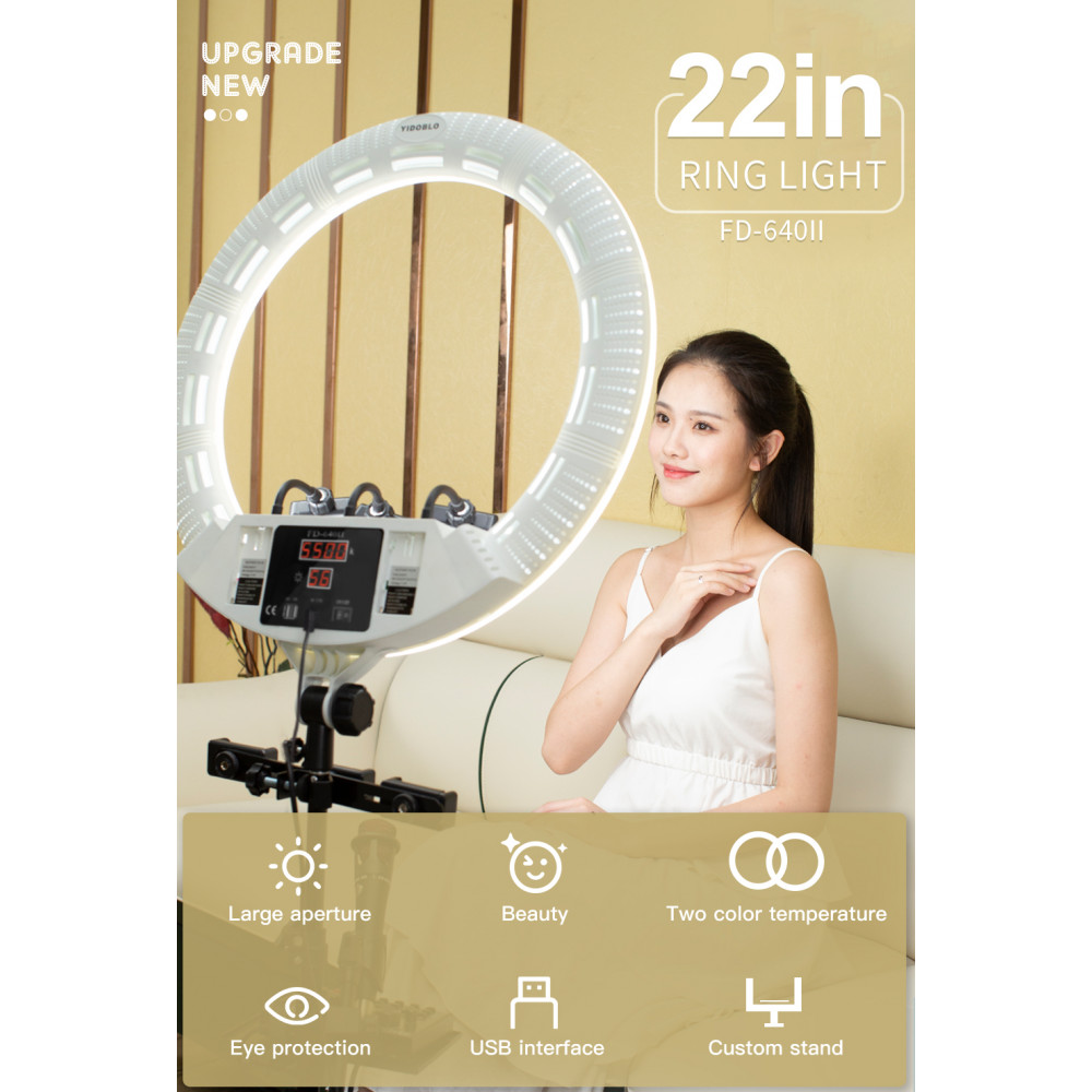 Лампа Кольцевая LED Veron FD-640 II 100W 3200-5500K white с зеркалом Лампа Кольцевая LED Veron FD-640 II 100W 3200-5500K white с зеркалом