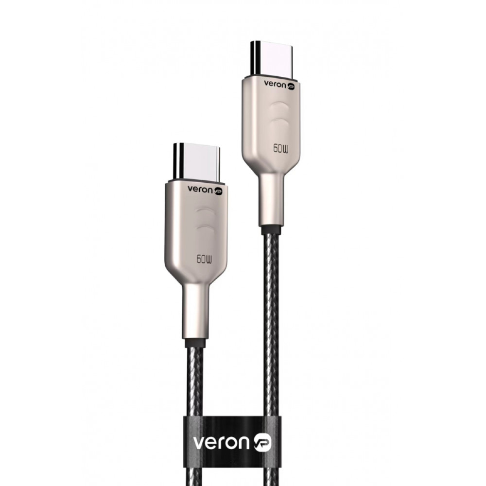 Кабель USB C to C 60W (1m) — Veron CC04 Nylon — Black Кабель USB C to C 60W (1m) — Veron CC04 Nylon — Black