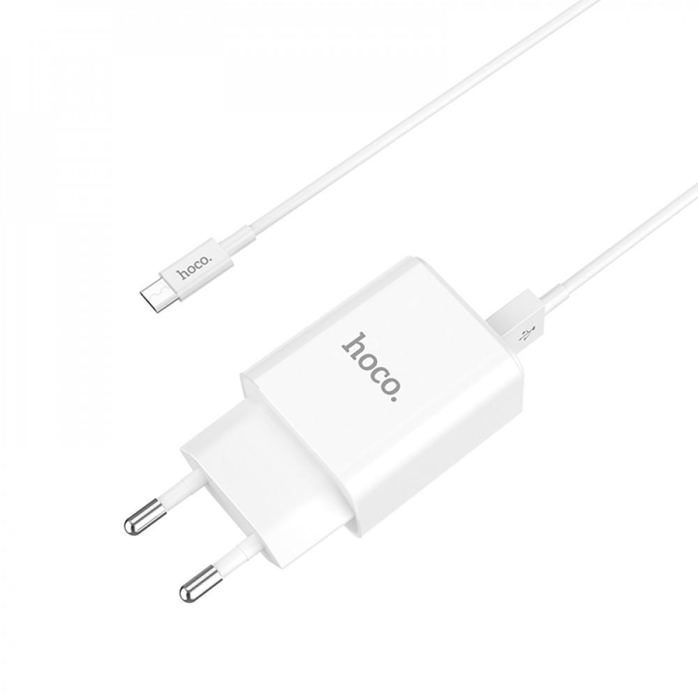 СЗУ и кабель Micro « Hoco - C62A Victoria » — 2 USB — 2.1A — (EU) White СЗУ и кабель Micro « Hoco - C62A Victoria » — 2 USB — 2.1A — (EU) White