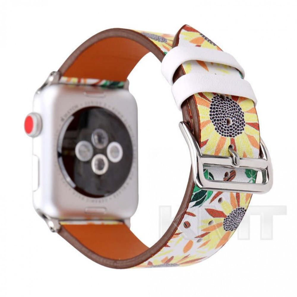 Ремінець Leather Series Flower Pattern — Apple Watch 38 mm | 40 mm | 41 mm — Fresh Leaves Ремінець Leather Series Flower Pattern — Apple Watch 38 mm | 40 mm | 41 mm — Fresh Leaves