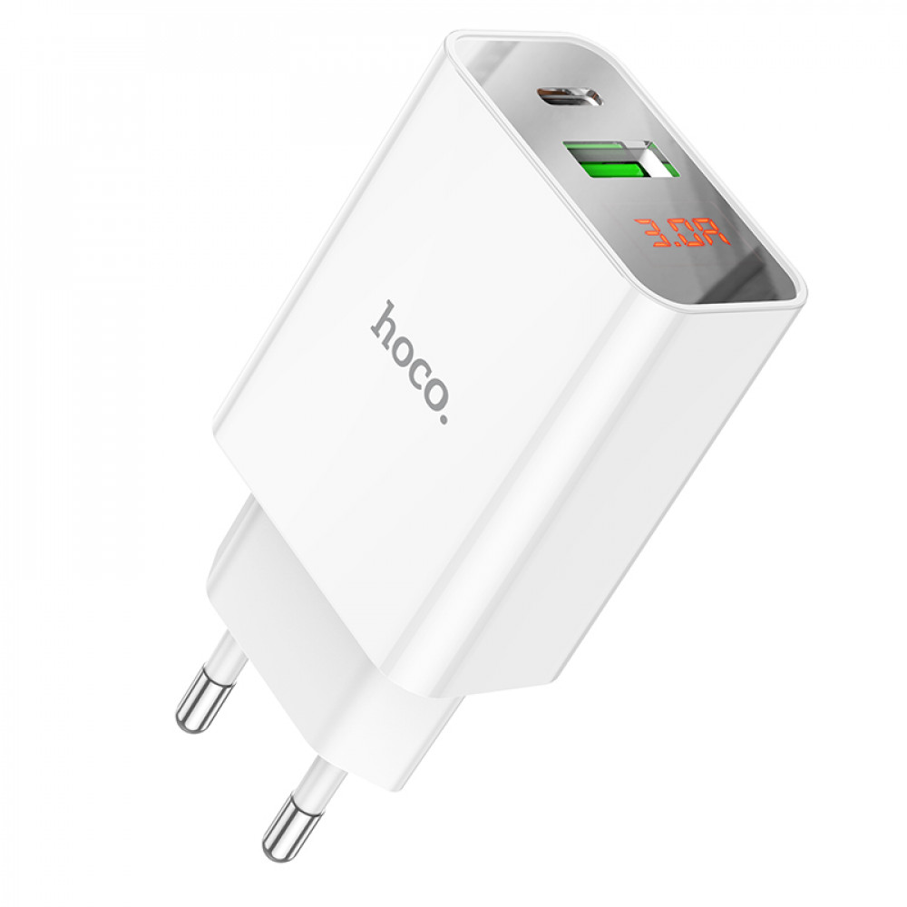 Зарядний пристрій Hoco C100A, 20 Вт, PD, QC3.0 — White Зарядний пристрій Hoco C100A, 20 Вт, PD, QC3.0 — White
