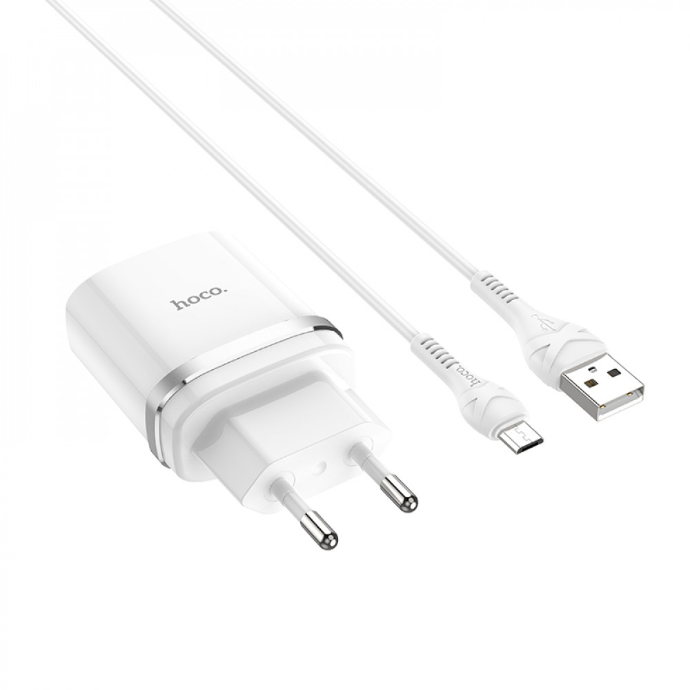 Home Charger | 18W | QC3.0 | Micro Cable (1m) — Hoco C12Q — White Home Charger | 18W | QC3.0 | Micro Cable (1m) — Hoco C12Q — White