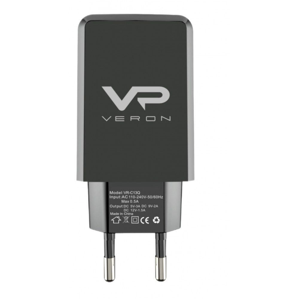 Home Charger | 18W | 1U — Veron VR-C13Q — Black Home Charger | 18W | 1U — Veron VR-C13Q — Black