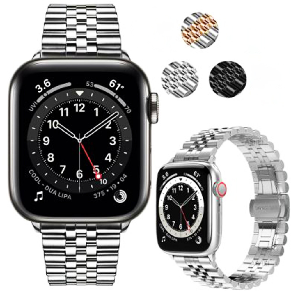 Ремінець Rolex 5 Bead Apple Watch 42 mm 44 mm 45 mm 49 mm Silver Ремінець Rolex 5 Bead Apple Watch 42 mm 44 mm 45 mm 49 mm Silver