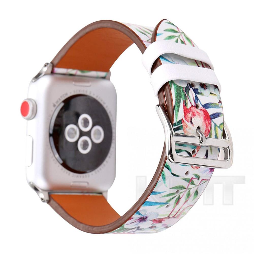 Ремінець Leather Series Flower Pattern — Apple Watch 42 mm | 44 mm | 45 mm | 49 mm — Flamingos Ремінець Leather Series Flower Pattern — Apple Watch 42 mm | 44 mm | 45 mm | 49 mm — Flamingos
