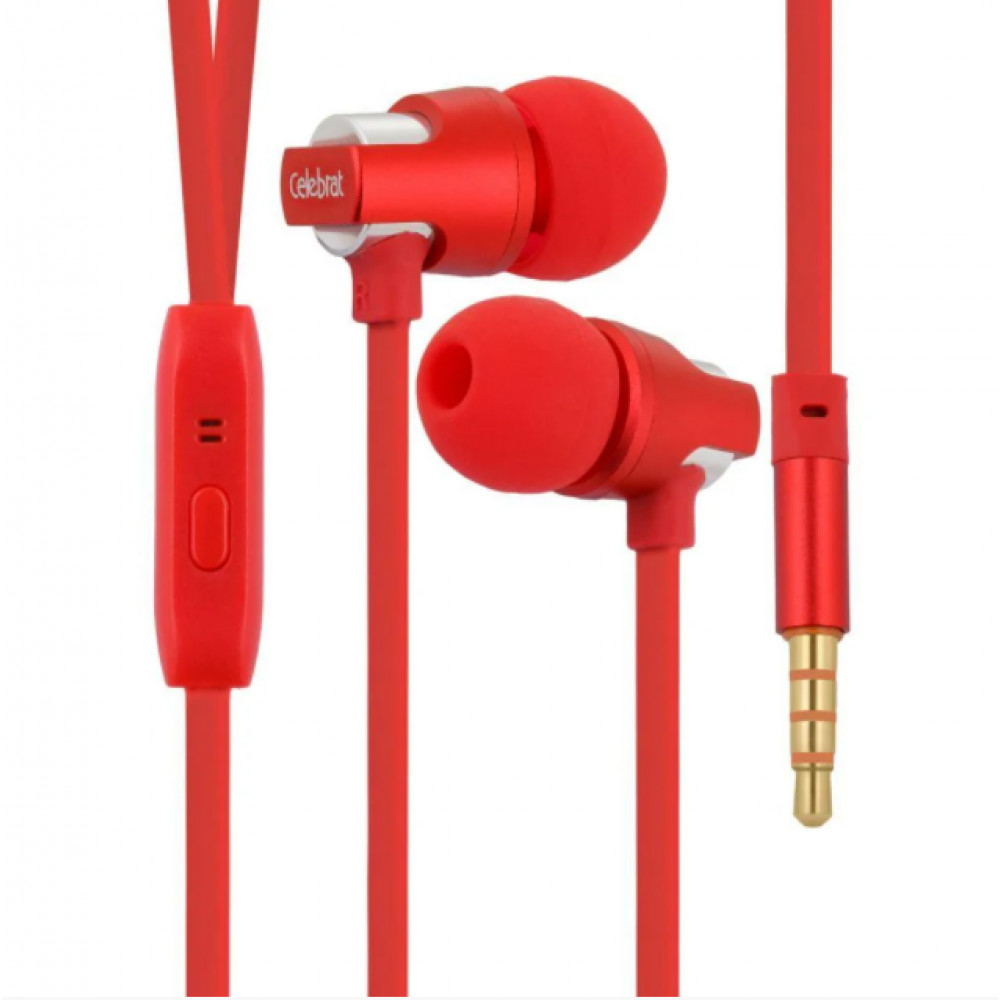 Навушники з мікрофоном 3.5mm Celebrat C8 — Red Навушники з мікрофоном 3.5mm Celebrat C8 — Red