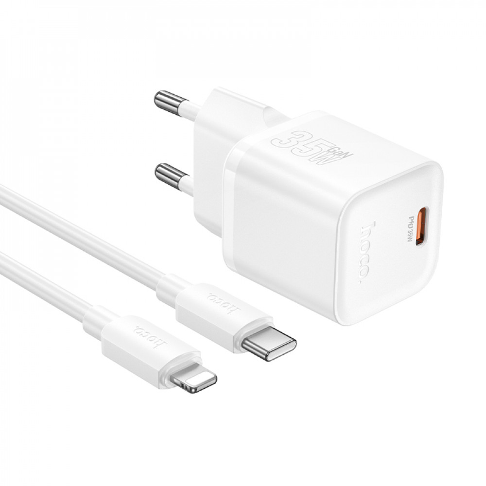 Home Charger 35W PD C to Lightning Cable (1m) Hoco N66 — White Home Charger 35W PD C to Lightning Cable (1m) Hoco N66 — White