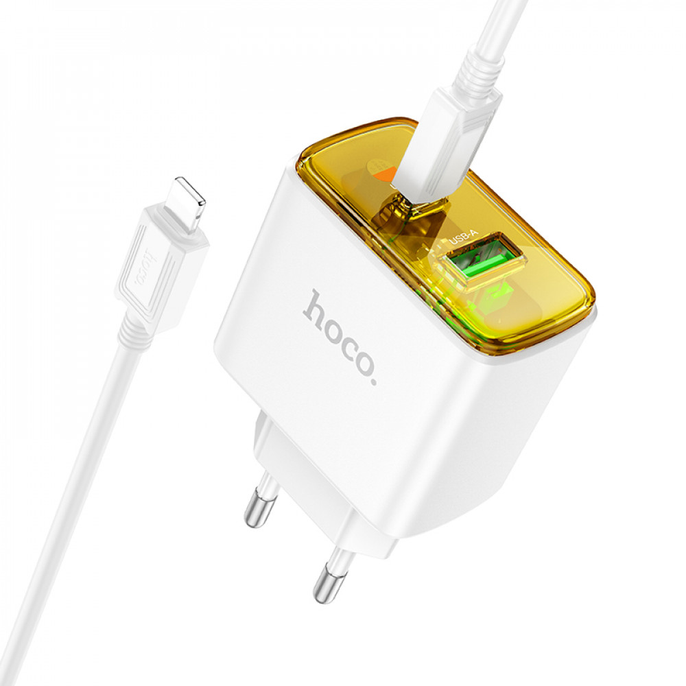 Home Charger | 30W | PD | QC3.0 | C to Lightning Cable (1m) — Hoco CS42A — White Home Charger | 30W | PD | QC3.0 | C to Lightning Cable (1m) — Hoco CS42A — White