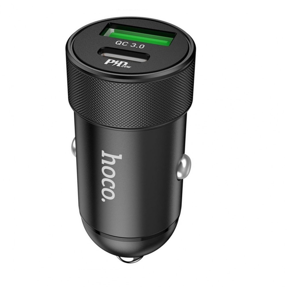 Car Charger 20W PD QC3.0 Hoco Z32B — Black Car Charger 20W PD QC3.0 Hoco Z32B — Black