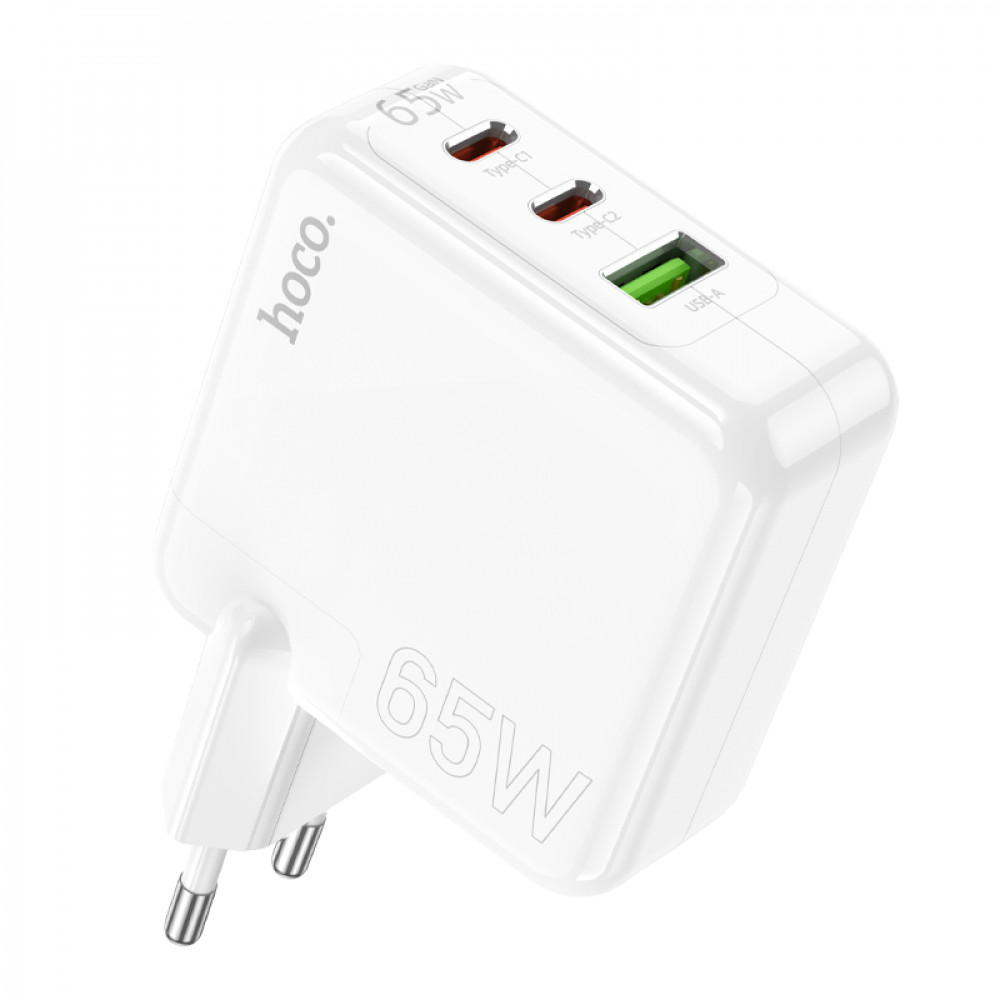 Home Charger 65W GaN 2PD QC 3.0 Hoco C115A — White Home Charger 65W GaN 2PD QC 3.0 Hoco C115A — White