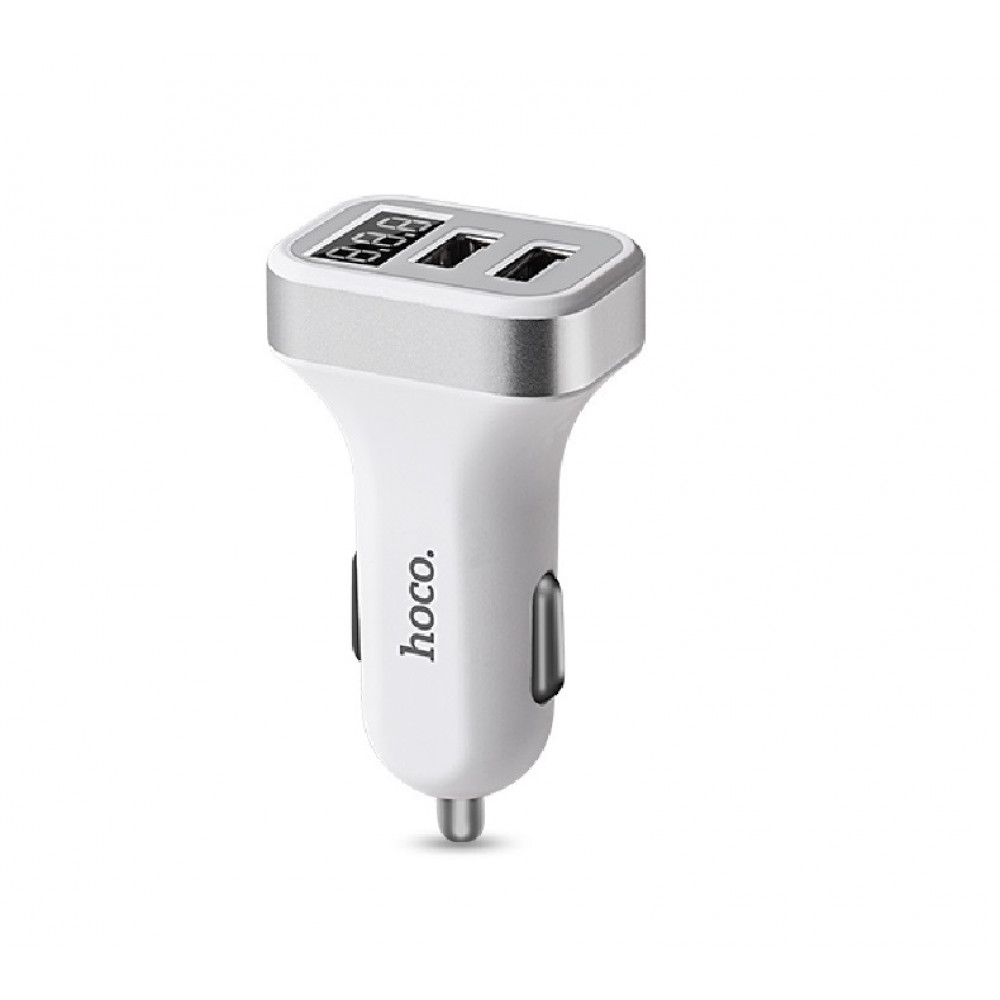 Car Charger | 15.5W | 2 USB | Digital Display — Hoco Z3 __ — White Car Charger | 15.5W | 2 USB | Digital Display — Hoco Z3 __ — White