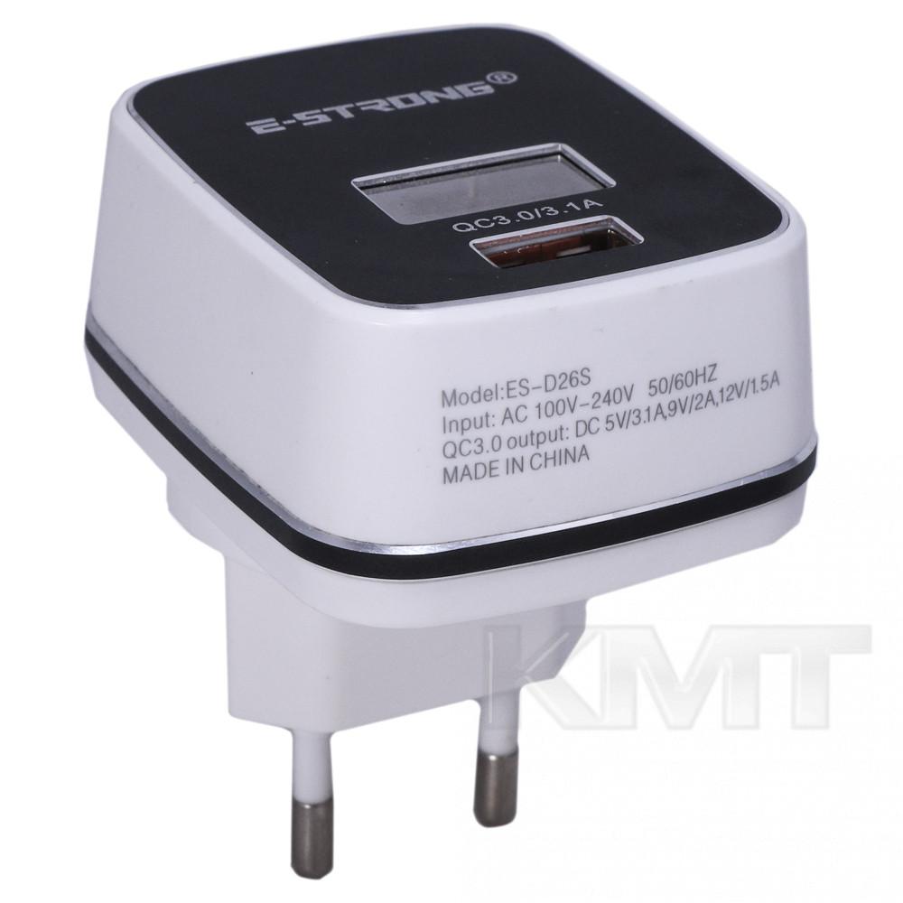 Home Charger & Lightning Cable 4A 2U — Ciyocorps ES-D26 (Quick 3.0 , LCD ) Black Home Charger & Lightning Cable 4A 2U — Ciyocorps ES-D26 (Quick 3.0 , LCD ) Black