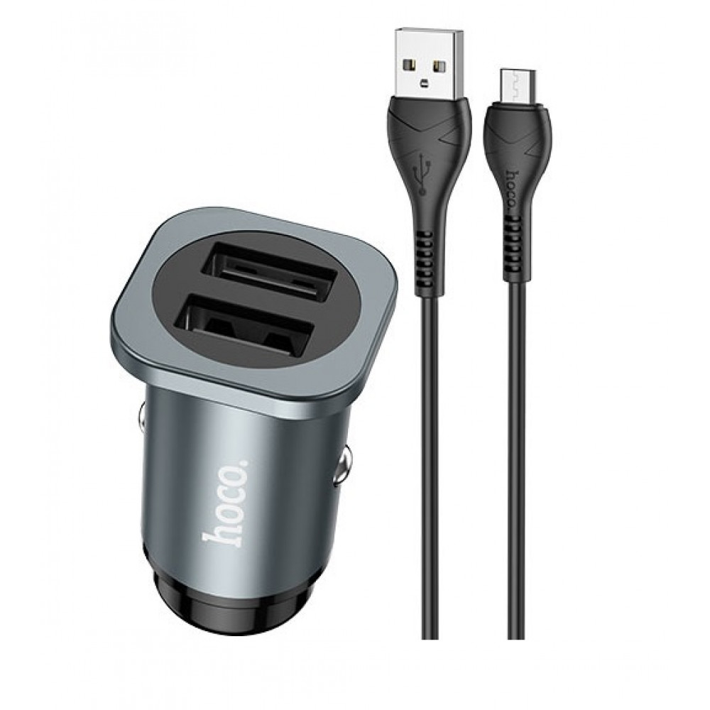 Car Charger 24W 2U Hoco NZ4 — Metal Gray Car Charger 24W 2U Hoco NZ4 — Metal Gray