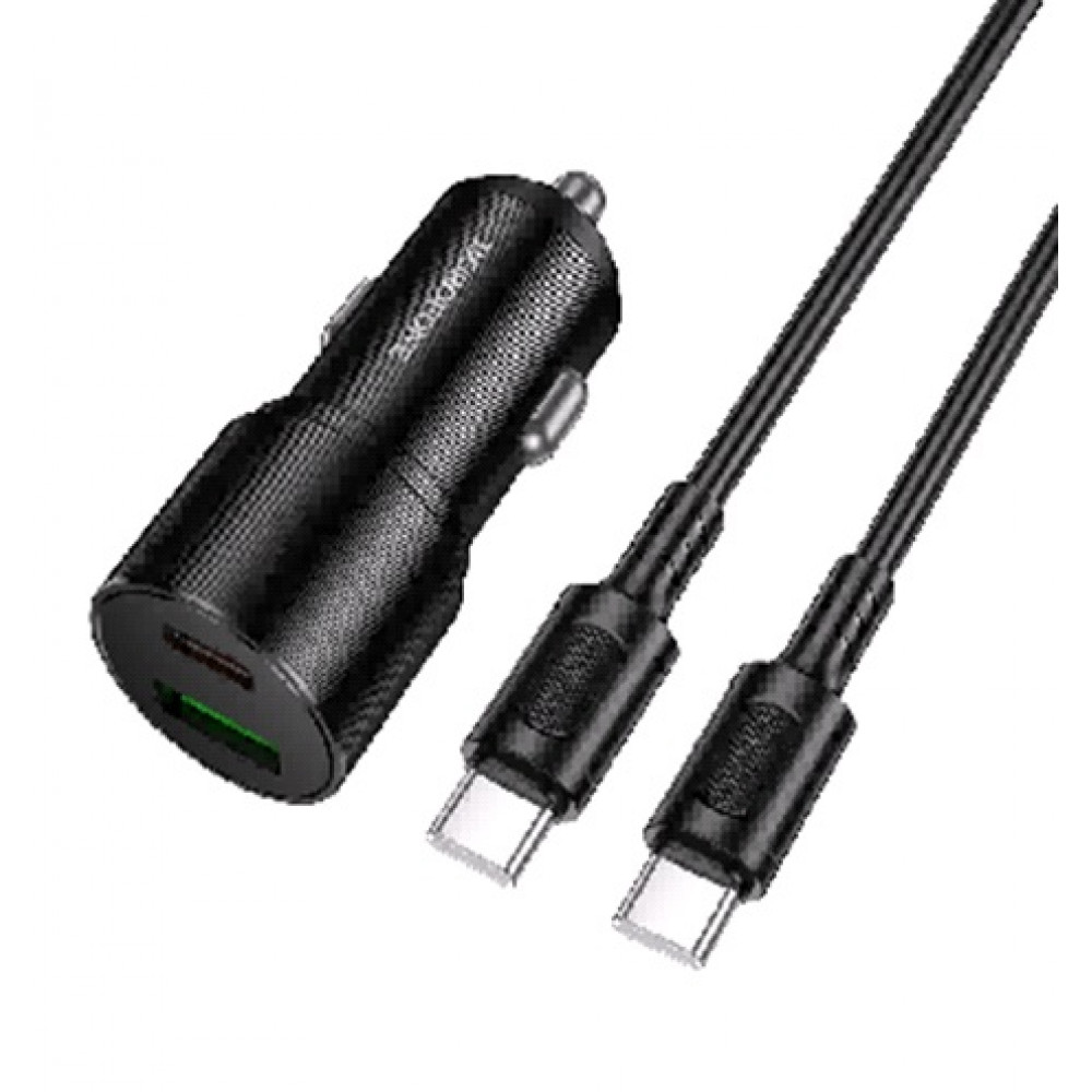 Автомобільний зарядний пристрій Borofone BZ19B, 48 Вт, PD, QC3.0 кабель USB-C – USB-C (1 м) Автомобільний зарядний пристрій Borofone BZ19B, 48 Вт, PD, QC3.0 кабель USB-C – USB-C (1 м)