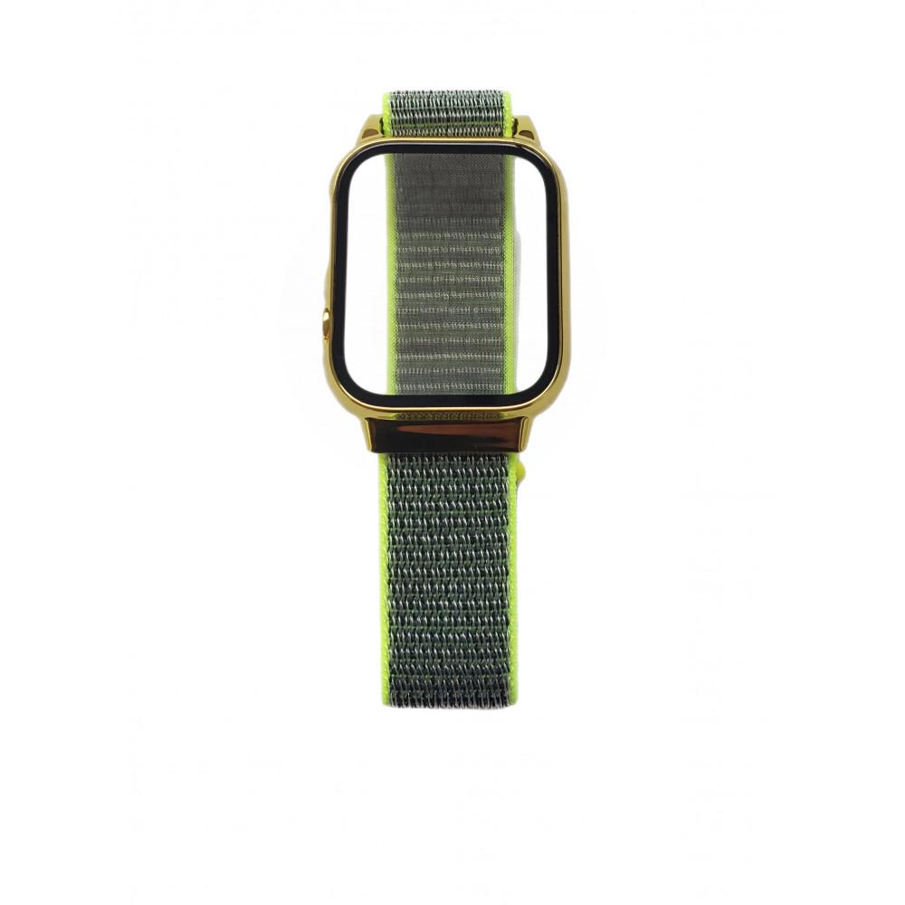 Ремешок Apple Watch Nylon with protective case 38/40/41mm — Green & Yellow Ремешок Apple Watch Nylon with protective case 38/40/41mm — Green & Yellow